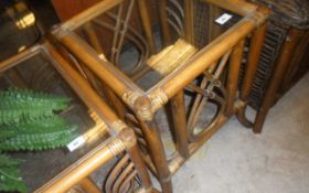 Glass Topped Cane & Wicker SideTable