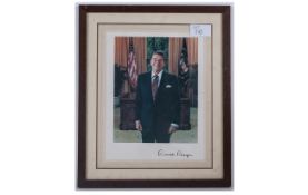 Signed Photo Print - Ronald Reagan. Size 7 x 9 Inches.