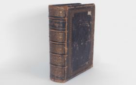 Large Victorian Leather Bound Family Bible Titled The Illustrated Household Commentary. The Holy