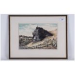 John Selby Watercolour Drawing Of Pulpit Rock Dated 1972 Pilgrims preaching a sermon with