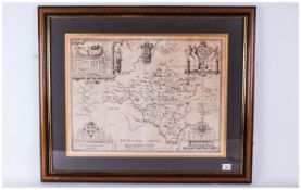 The Countie of Radnor - Anno 1618, Map by Christopher Saxon. Sold by John Sud Barry and George