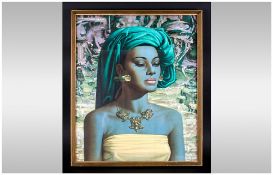 Tretchikoff Print Of The Burmese Girl, framed & glazed. 21x25''