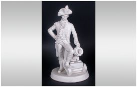Antique Bisque Figure Of Nelson Leaning On A Cannon. impressed to the base number 35, probably