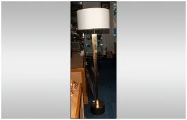 Modern Gold Tone Standard Lamp Of Square Tapering Form On A Raised Circular Base, Overall Height