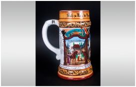 Antique German Porcelain Stein, military interest, with lithophane to base. Decorated to the body