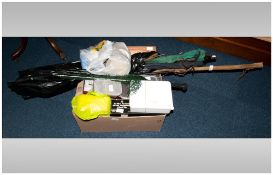 Fishing Interest - Collection Of Fishing Equipment Comprising 5 Rods, Net, quantity Of Flies, Boxes,