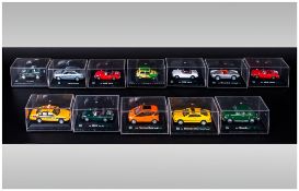 Cararama Hongwell Die Cast Miniatures,  1.72 Scale Model Cars, Complete with Cased Stands ( 12 )