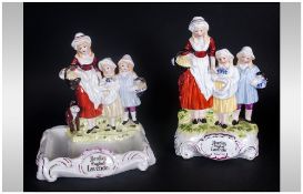 Two Yardley English Lavender Porcelain Advertising Figures, Lady Lavender Vendor With Children.