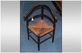Small Childs Provincial Corner Chair With Rush Seat