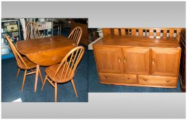 Ercol Elm/Beach Dining Room Table And 4 Chairs Together With A Matching Sideboard