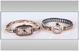Two Ladies Gold Cased Wristwatches, One Excaliber 17 Jewels Incabloc, The Other Unnamed Inscribed To