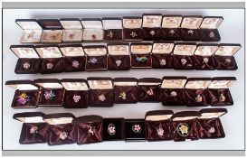 Collection Of Sixty Boxed Capo-Di-Monte Brooches