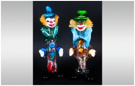 Two Murano Glass Clowns, 8'' in height.