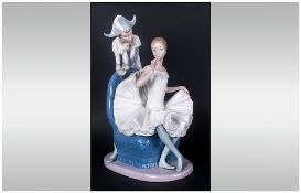 Nao by Lladro Special Edition Large Figure ' A Dream Come True ' Harlequin and Ballet Dancer.