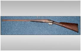 19thC Double Barrelled Percussion Shotgun, Chequered Walnut Stock, Engraved Steel Mounts, 24 Inch