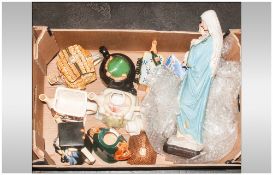 Collection Of Ceramic Novelty Tea Pots & Religious Memorabillia.