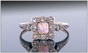 Antique 9ct Gold & Silver Paste Set & Opal Set Dress Ring, Marked 9ct gold & silver.