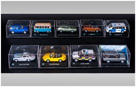Cararama Hongwell Die cast Miniatures,  1.72 Scale Model Cars, Complete with Cased Stands ( 9 ) In