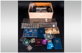 Box Containing A Quantity Of Low Value British And World Coins To Sort