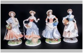 Royal Worcester Ltd and Numbered Edition Figurines - From The Pastoral Collection. ( 4 ) In Total.