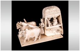 Small Novelty Maritime Barometer Together With An Ivory Carving Of A Rickshaw AF