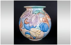 Beswick Sculptured Pottery Floral Bolous Vase, decorated in pastel Hues, number to base 116M - 7492.