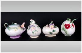 Franz - Fine Hand Painted Porcelain Lidded Pots ( 4 ) In Total. 1/ Poppy - Sugar/Jam Pot and