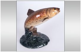 Beswick Trout Figure Stamped Beswick England 1390 Trout To Base, 4 Inches In Height