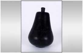 Victorian Treen Thimble Holder In The Form Of A Pear, 2 Piece Threaded Pear Containing A Brass