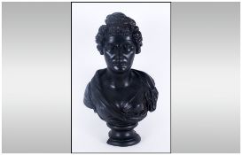 Queen Caroline Rare Period - Plaster Bust with Original Black Patination. Marked To The Back - '