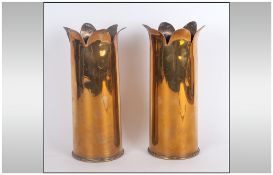 Trench Art Spill Vases with petal shaped tops, dated 1942. Lot 283 C.F 25 PR, Second World War