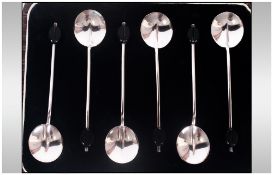 A Boxed Set of Six Silver Coffee Spoons. Hallmark Birmingham 1924.