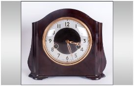 Smiths Art Deco Brown Bakelite Striking Mantel Clock. 7.5 Inches High, 8.5 Inches Wide. Working