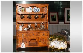 Miniature Made Dresser And Rack Together With A Collection Of Miniature/Dolls House Ceramics,