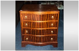 20thC Mahogany Serpentine Fronted Chest Of Drawers, 4 Long Drawers Raised On Bracket Feet, Height 33