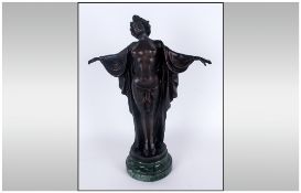 Art Deco - Style Copy Bronze Figurine of  ' A Cape Girl by Robin ', Raised on a Marble Base.
