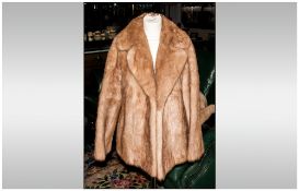 Ladies Pale Brown Mink Jacket , fully lined, collar with revers, slit pockets, hook & loop