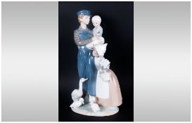 Lladro - Tall and Impressive Figure ' Dutch Children ' Mint Condition. Stands 14.25 Inches Tall.