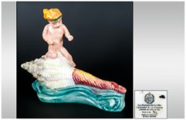 Mintons Ltd Edition and Numbered Porcelain Figure on a Shell, Les Enfants De La Mer, L'enfant a La