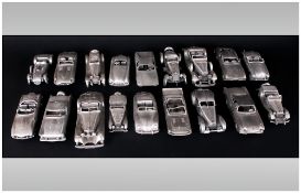 Danbury Collection of Pewter, Model Car Classics ( 18 ) In Total. Comprises 1/ Mercedes Benz 500 -