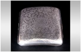 Edwardian Silver Cigarette Case. Hallmark Birmingham 1906. 114.6 Grams. 3.25 x 3.25 Inches.