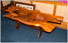 Free Form Wood Slab Coffee Table, Length 62 Inches