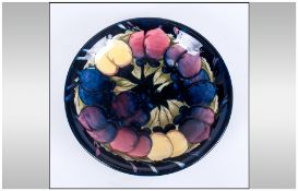 William Moorcroft Signed Shallow Footed Dish ' Plums ' Pattern. c.1920's. 7.25 Inches Diameter.
