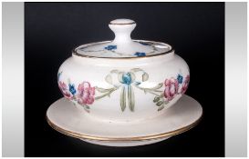 Macintyre Florian Ware Lidded Muffin Dish, Decorated with Images of Garlands, Roses, Forget-Me-