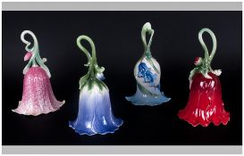 Franz - Fine Quality Hand Painted Porcelain Styalished Bells. All Bells with Floral Designs - Blue