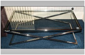 Large Modern Designer Rectangular Glass And Chrome Coffee Table 51 x 25½ x 15½ Inches