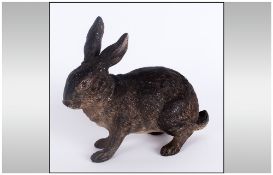 Austrian Signed & Fine Late 19th Century Cold Painted Bronze Figure Of A March Hare By Franz