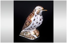 Royal Crown Derby Paperweight ' Song Thrush ' Gold Stopper, Date 2006. Height 4.25 Inches. 1st