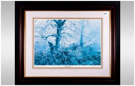 Alan Hayman Pencil Signed Print Of A Hunter With His Dog In A Forest Setting With A Flying