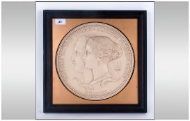 Royal Mint Classics Ltd Edition of 400 ' Victoria and Albert ' Mahogany Framed Commemorative Plaque.